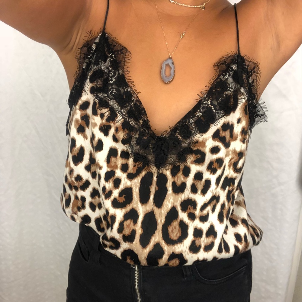 Leopard print camisole top lace slip
